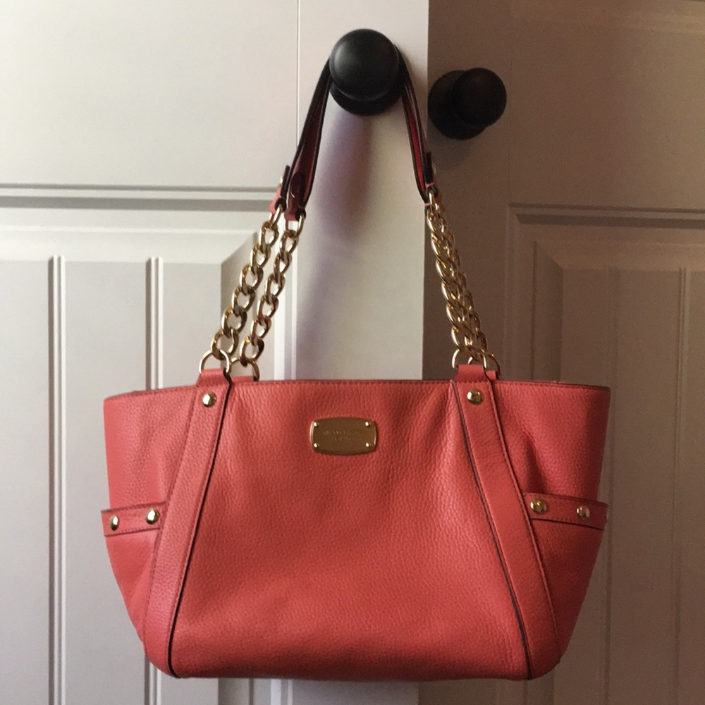 Pink grapefruit Michael Kors Delancy purse